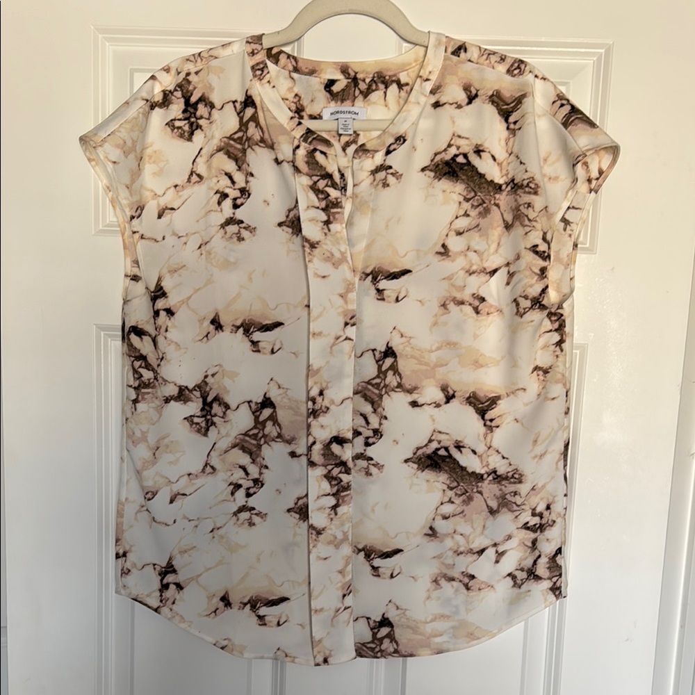 Nordstrom Cream and Brown Relaxed Shirt